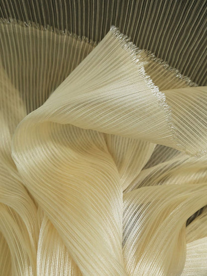 Pleated Organza Fabric: Shiny Crinkled Texture, 55" Wide