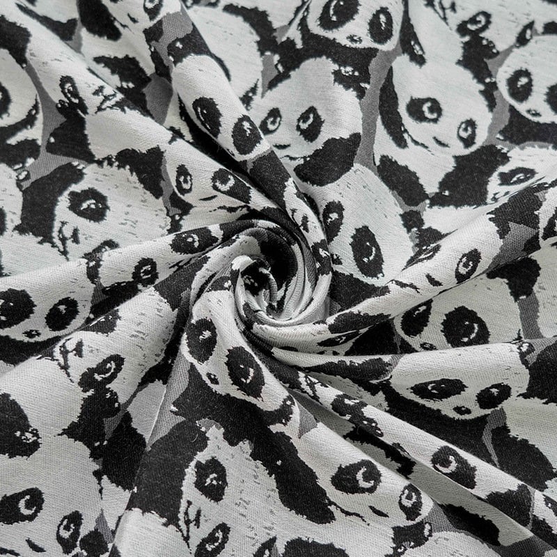 Panda Jacquard Fabric: Black and White Upholstery, Costume, Decor - 59"W
