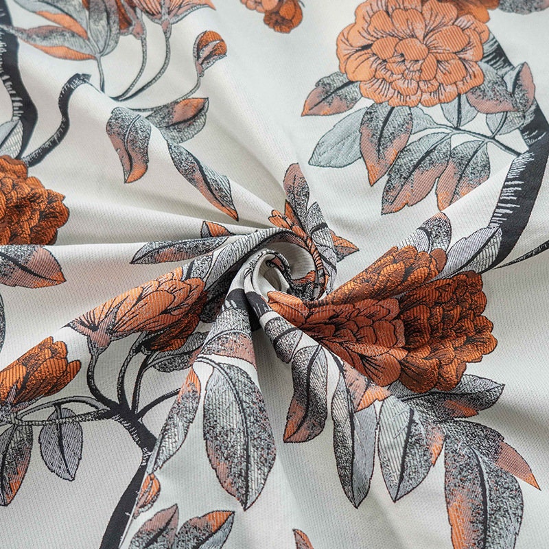 Retro Floral Jacquard Fabric: 3D Designer Upholstery, Costume, Decor