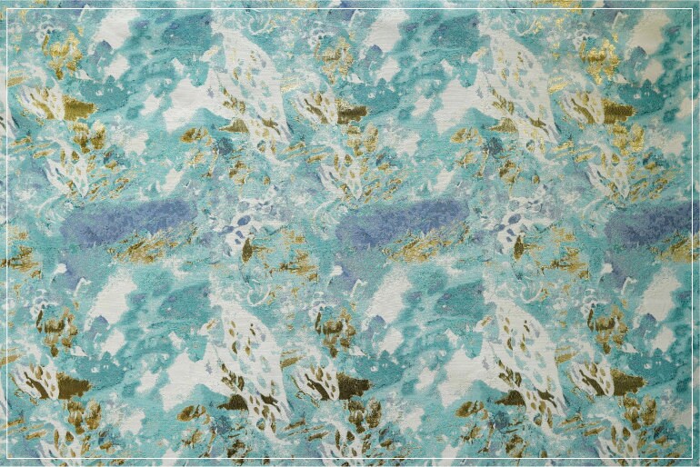Gold Thread Jacquard Fabric: 3D Oil Painting Texture, 55" Wide