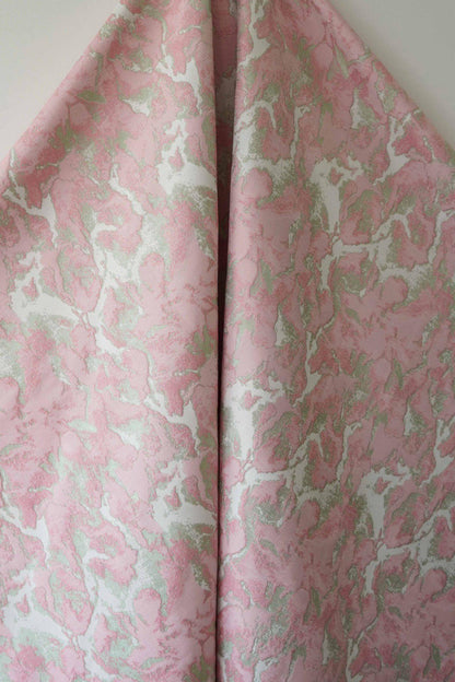 Pink Floral Jacquard Fabric: Retro Style Upholstery & Sewing, 60" Wide