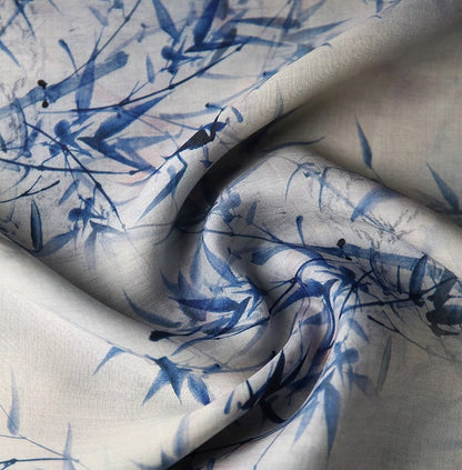 Blue Bamboo Ramie Fabric: Sustainable Home Textile, 55" Wide