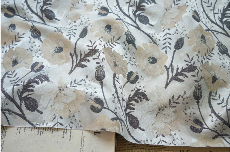 Floral Jacquard Woven Fabric: Embossed Hepburn Style, 57"W