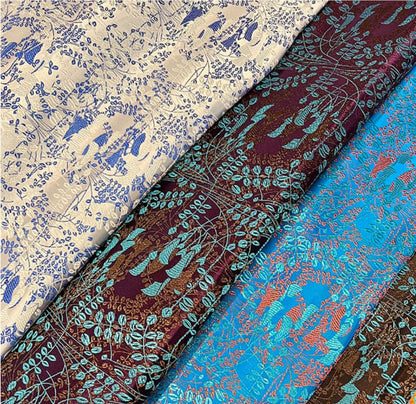 Carob Flower Silk Brocade Damask Fabric: Upholstery & Costume, 29.5"W