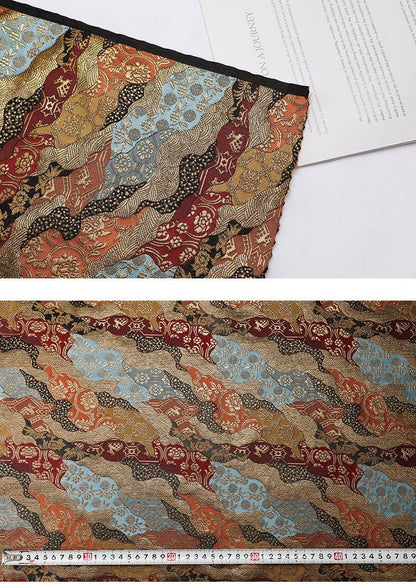 Tissu brocart jacquard à motifs floraux : mélange de soie et de rayonne pour kimono japonais