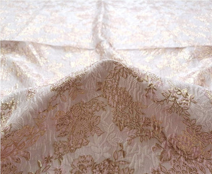 Gold Thread Floral Jacquard Fabric: 3D Texture Designer Sewing Material