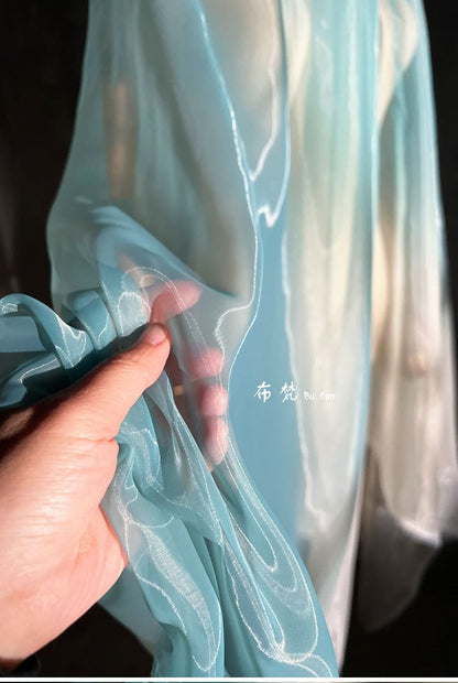 Gradient Organza Fabric: Emerald Green Wedding Mesh, 56"W