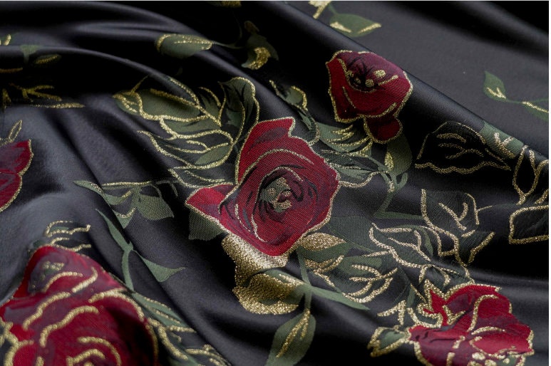 Gold Thread Rose Jacquard Fabric: 3D Texture Upholstery, Costume, Decor - 63" Wide