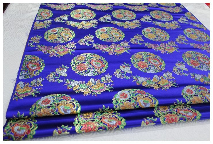 Floral Brocade Chinese Satin Fabric: 29" Wide (By The Meter)