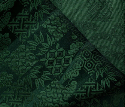 Nishijin Ori Jacquard Silk Brocade Fabric: Japanese Plaid, 59" Wide