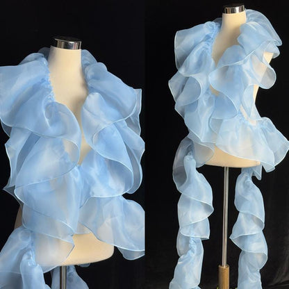 Sheer Pleated Organza Ruffle: 3D Fold Designer Fabric, Wedding Gowns