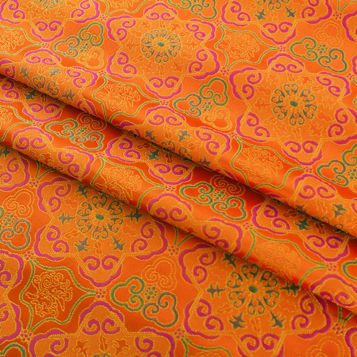 Orange Dunhuang Brocade Fabric: 59"W Tibetan Robe Material