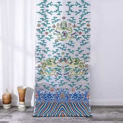 Double Dragon Silk Brocade Fabric: Chinese Cheongsam Wedding Pattern