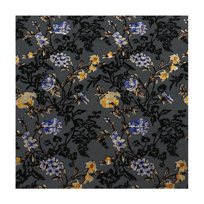 Burnout Floral Viscose Velvet Fabric: Soft Drape for Kimono, Costume
