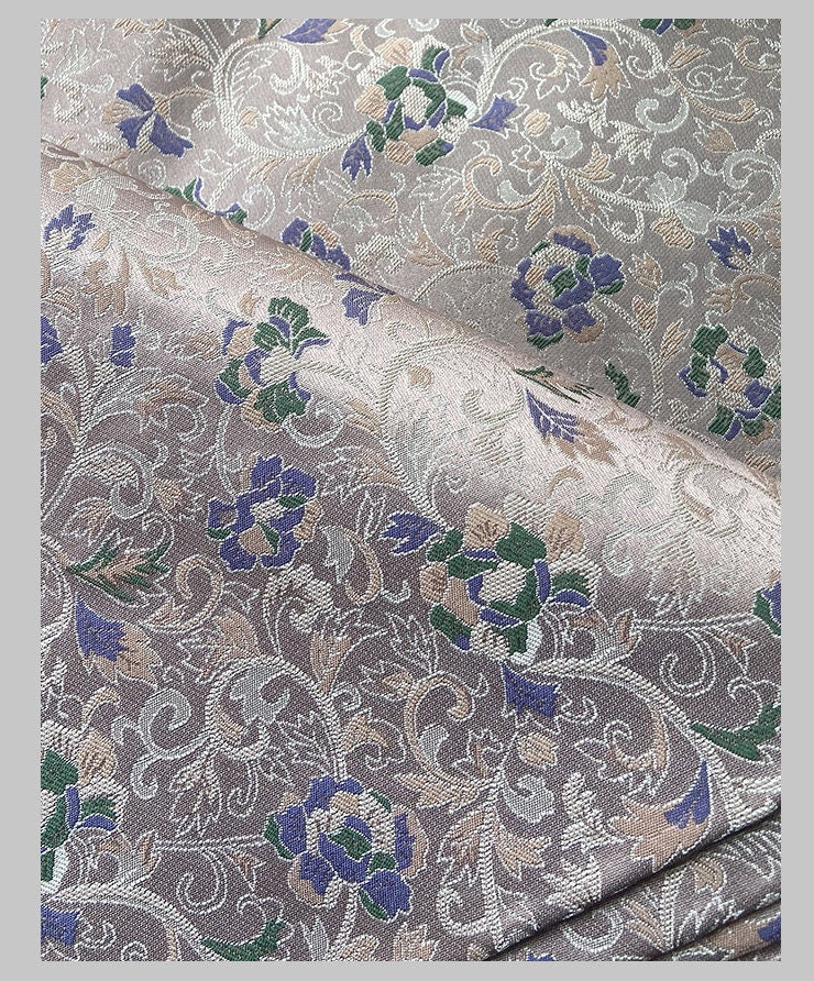 Tissu brocart floral rose et violet : 59 pouces, style zen, pour ameublement