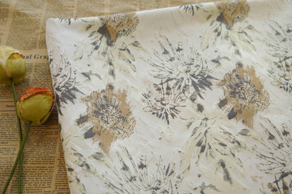Floral Jacquard Fabric: Autumn Leaves Oil Painting Style, 61" Wide
