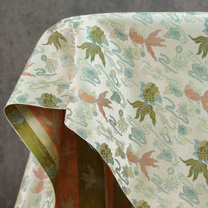 Song Silk Brocade Damask Fabric: Lucky Fish, Emperor Tibetan Style