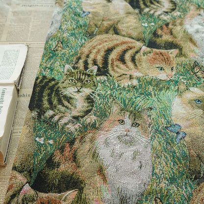 Cat Jacquard Fabric: Autumn Winter Upholstery, Sewing Material (59"W By 1 Meter)
