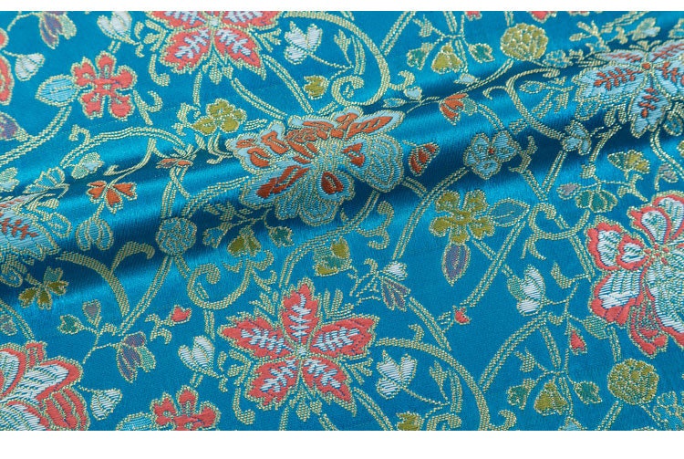 Lotus Silk Brocade Fabric: Traditional Cheongsam Sewing, 27.5"W