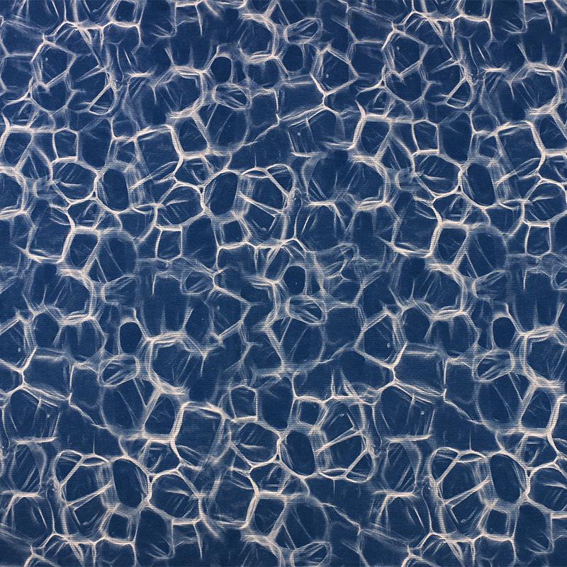 Blue Geometric Wool Silk Blend Fabric: Warm Autumn Winter Stretch