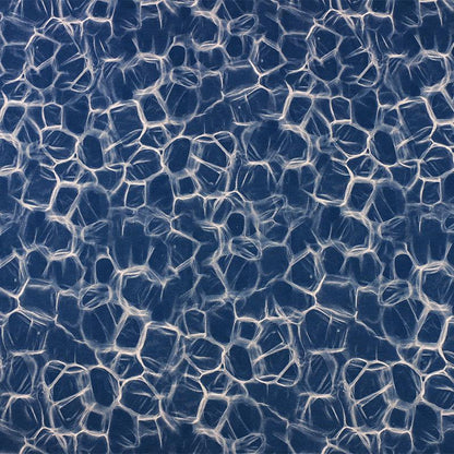 Blue Geometric Wool Silk Blend Fabric: Warm Autumn Winter Stretch