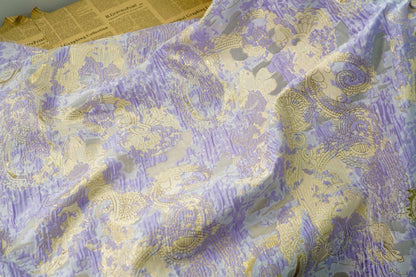 Gold Thread Jacquard Fabric: 3D Oil Painting Texture, 55" Wide