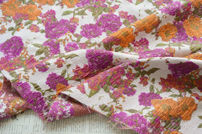 Floral Embroidered Jacquard Fabric: French Country Style Upholstery Sewing Material