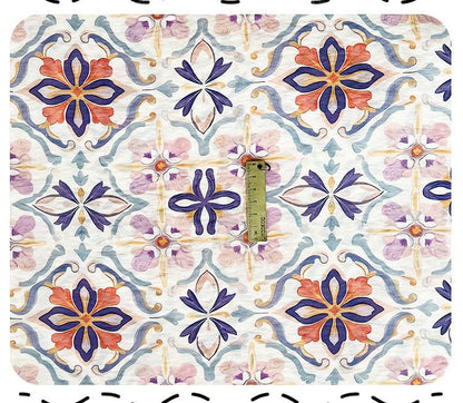 Tissu Tencel Ramie : imprimé floral Dunhuang, 150 cm de large, vendu au mètre