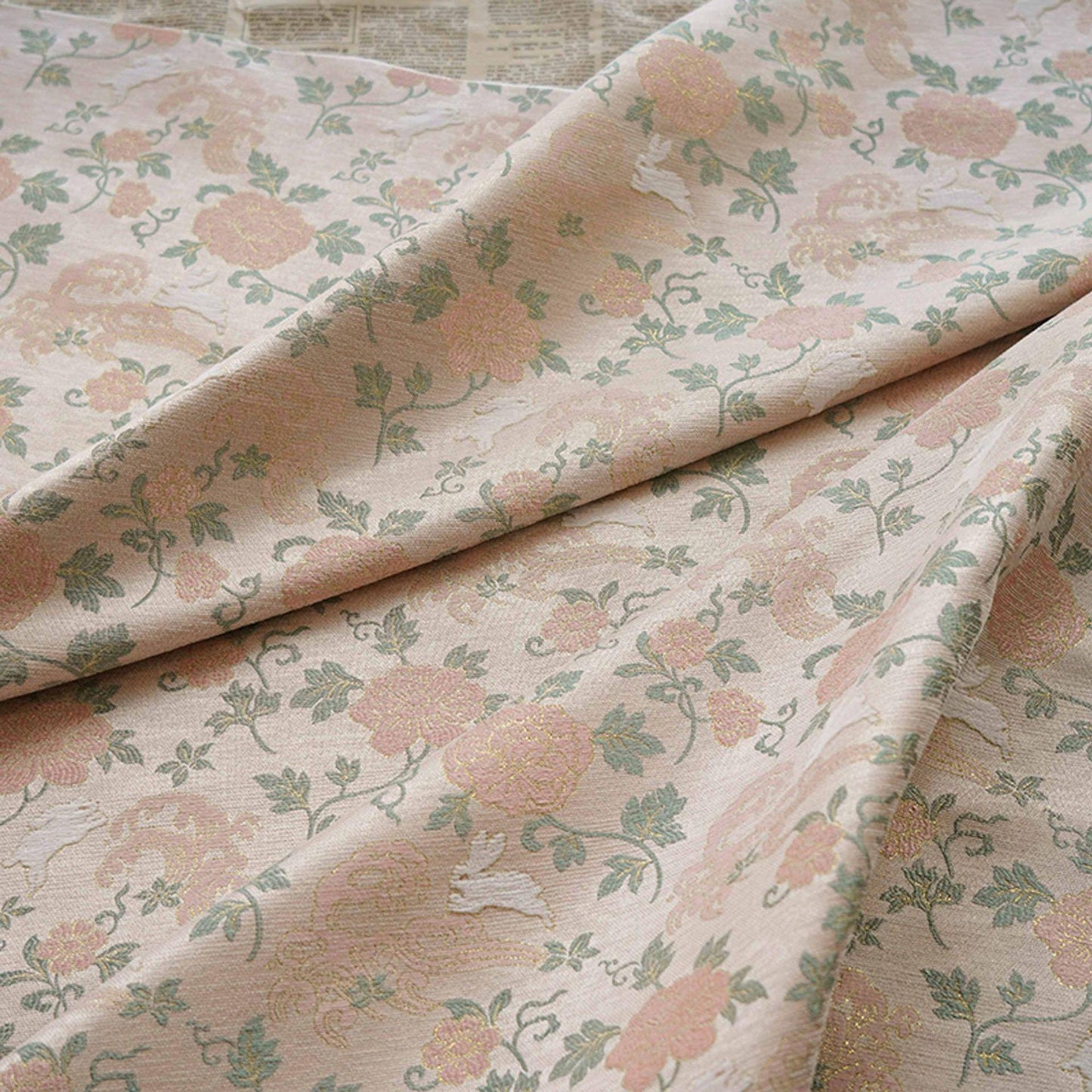 Rabbit Jacquard Velvet Fabric with Gold Thread - 59" Wide