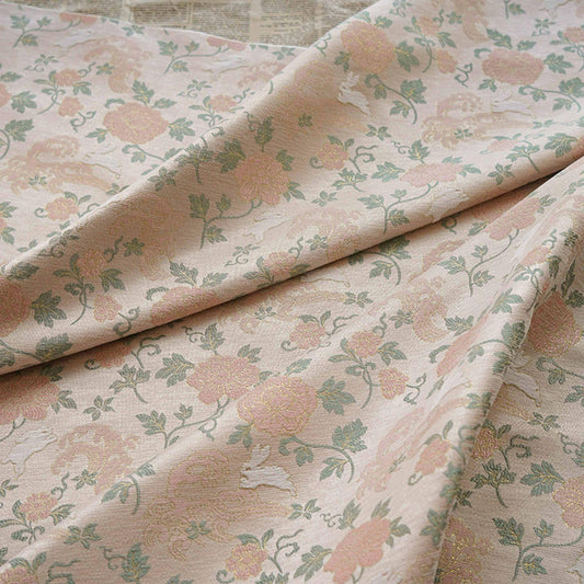 Rabbit Jacquard Velvet Fabric with Gold Thread - 59" Wide