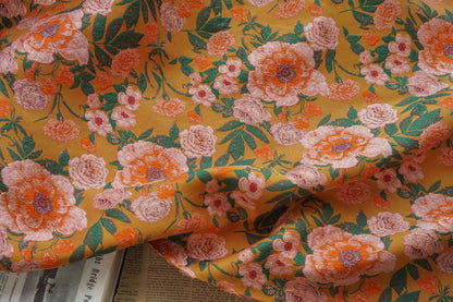 Floral Jacquard Fabric: Lurex Woven Upholstery, Prom Dress Sewing (54" W)