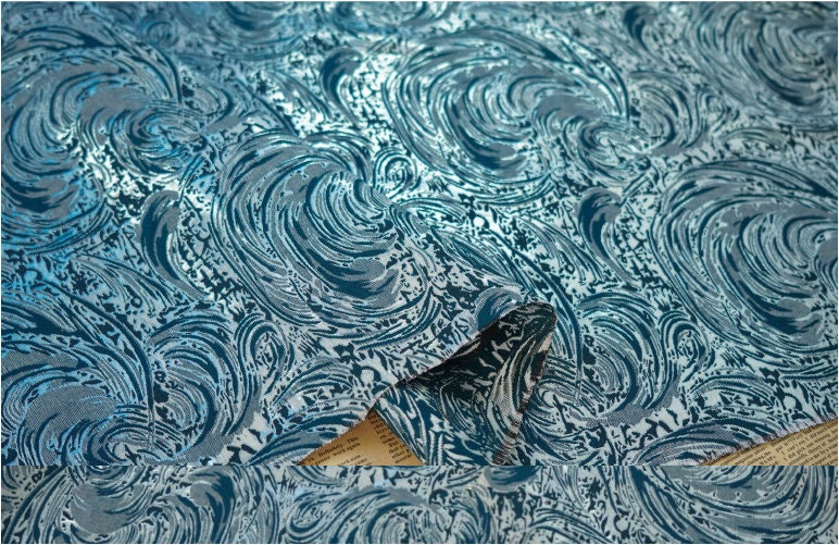 Tissu jacquard à fil argenté : revêtement d’ameublement à texture 3D, 157 cm de large