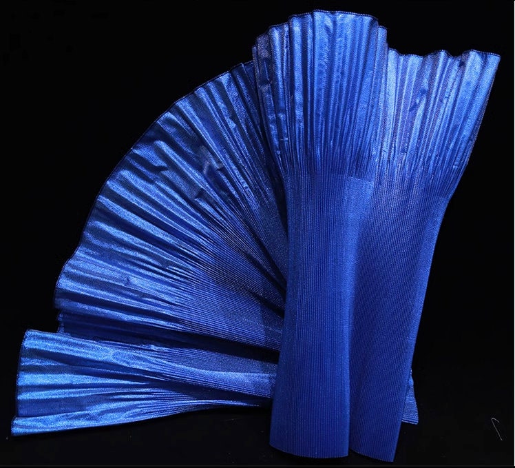 Metallic Luster Organza Lace: 3D Fold Ruffle Designer Fabric