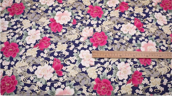 Tissu en coton à motifs floraux japonais : Matériel de couture pour kimono