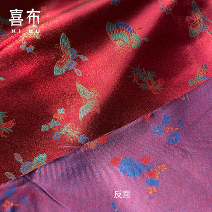 Butterfly Brocade Fabric ��� Gold Thread Floral Sat" Wide