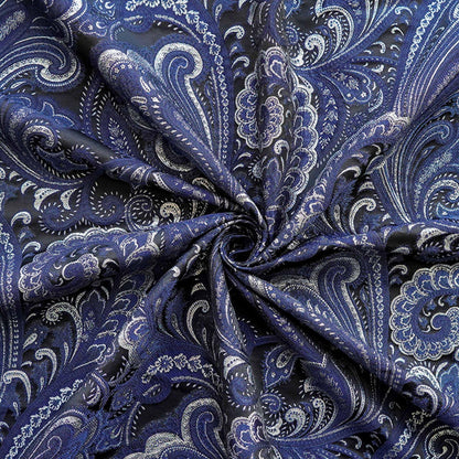 French Abstract Floral Jacquard Fabric: Gold Thread Embossed Woven - 63"W