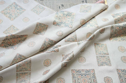 Song Brocade Fabric: 63"W Silk Rayon Blend, Tibetan Style