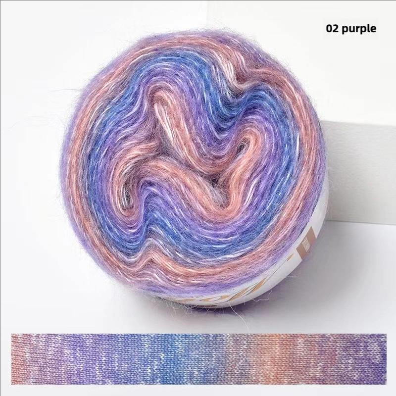 Rainbow Mohair Silk Yarn: Hand-Dyed Gradient Lace Knitting