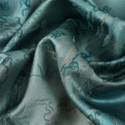 Calligraphy Floral Polyester Spandex Fabric: Silken Flow, 59" Wide