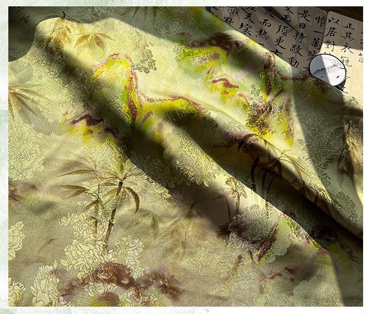 Rayon Silk Jacquard Xiangyun Fabric, Bamboo Spring Mist Handwoven Fabric for Clothing, Dressmaking, and Craf" Wide
