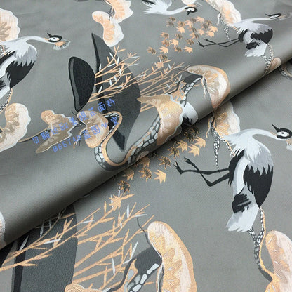 Grey Peacock Jacquard Fabric: 57"W Designer Upholstery & Costume Fabric