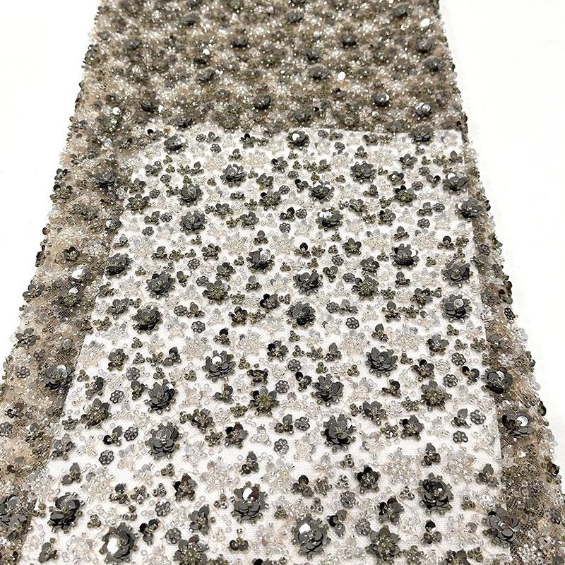 Embroidered Blossom Lace Fabric: Multi-Color Sequin Floral Appliqu��" Wide