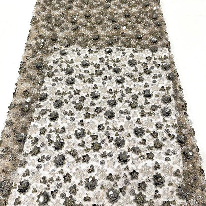 Embroidered Blossom Lace Fabric: Multi-Color Sequin Floral Appliqu��" Wide
