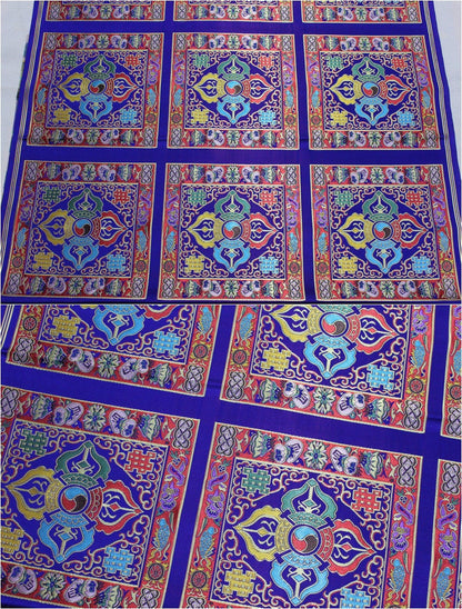 Tissu brocart tibétain vintage : textile bouddhiste, satin de soie (29 pouces de large)