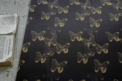 Tissu jacquard satiné soyeux à motif papillon - Largeur : 150 cm - Couture, costumes et décoration