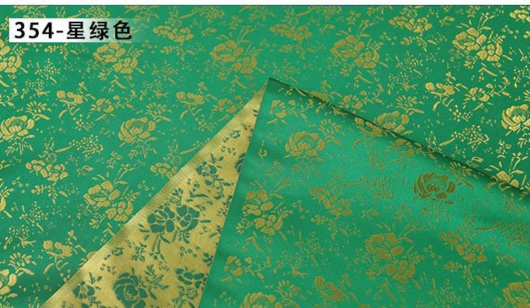 Green Jacquard Brocade Fabric: Chinese Style Rayon Sewing Drapery