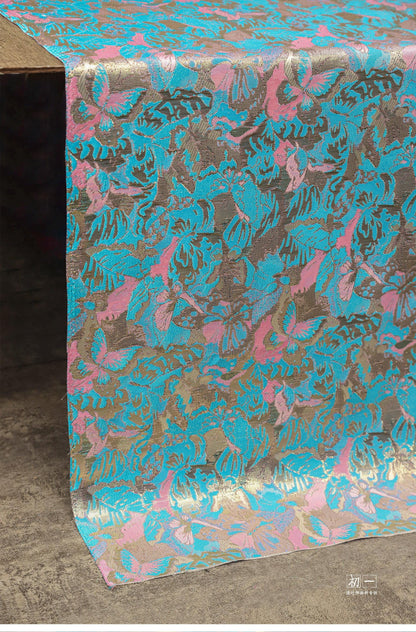 Gold Thread Jacquard Fabric: 3D Oil Painting Texture, 55" Wide