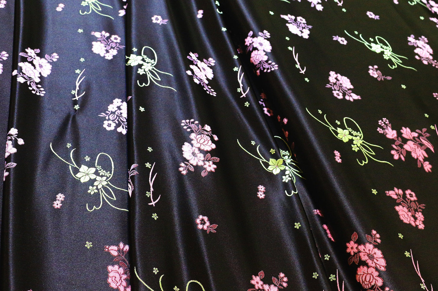 Black Floral Brocade Fabric: 29.5"W Rayon Textiles, Upholstery & Drapery - By The Meter