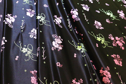 Black Floral Brocade Fabric: 29.5"W Rayon Textiles, Upholstery & Drapery - By The Meter
