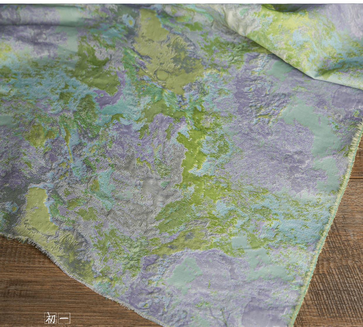 Gold Thread Jacquard Fabric: 3D Oil Painting Texture, 62" Wide